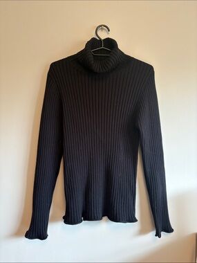Molly Bracken Black Ribbed Cowl Neck Sweater